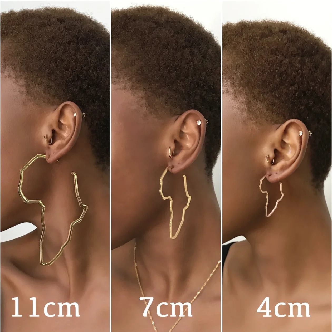 gold plated stainless steel big Africa map shape earrings women