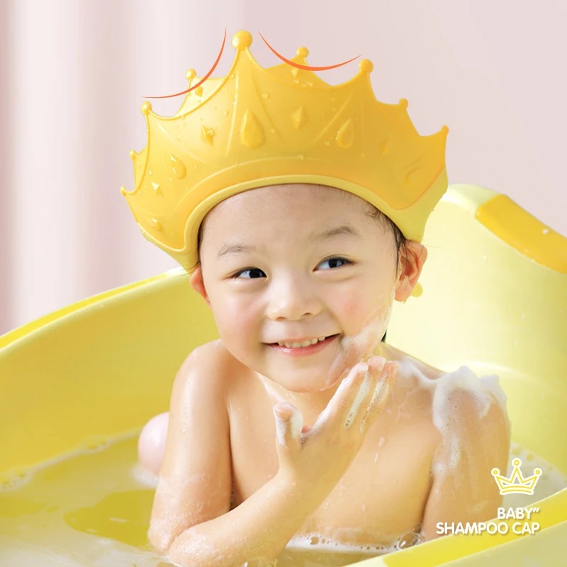 Kids Shampoo Bath Shower-caps Waterproof Bebe Crown Cartoon Kids Hair Wash Bath Head Hat Little Babies Baby Shower-Caps