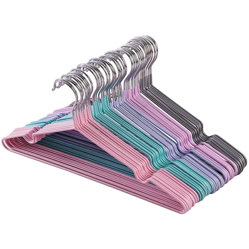 Stainless Steel Metal Wire Hangers For Cloths Household Clothes Hanger Pink Clothes Hanger