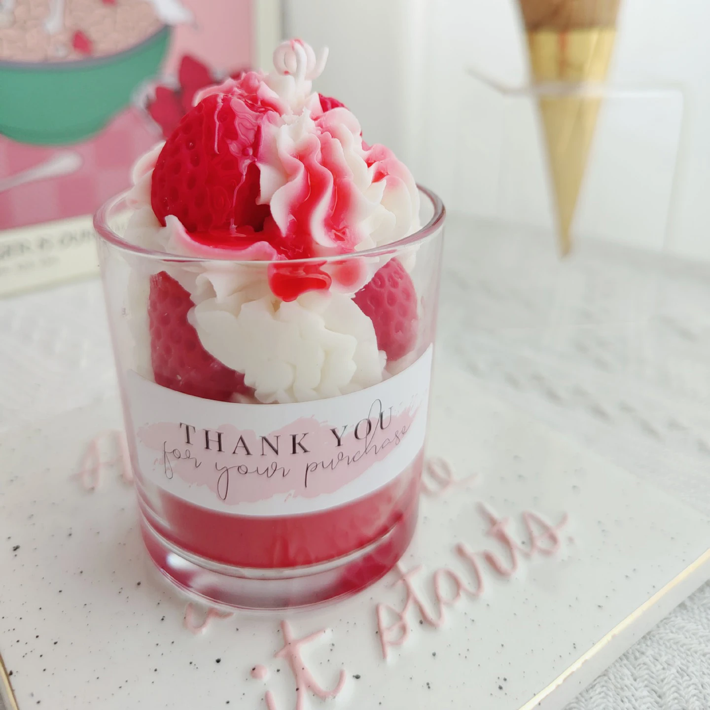 Wholesale luxury chocolate ice cream handmade cup wax cute fruit dessert aromatherapy candles as a Wholesome gift for friends