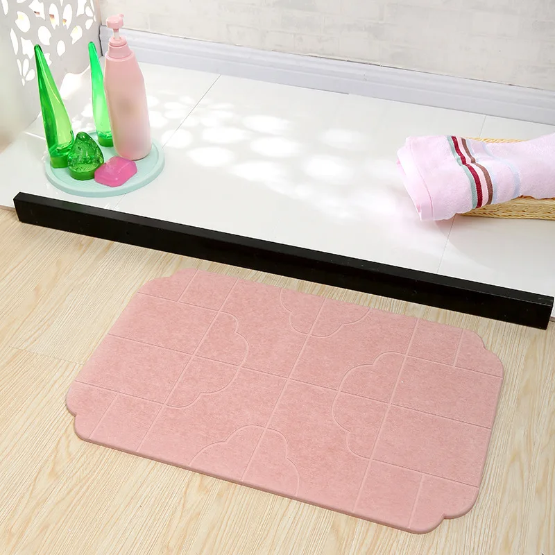Non Slip Dry Fast Bath Mat Extra Hard and Absorbent Engrave Diatomite Mat