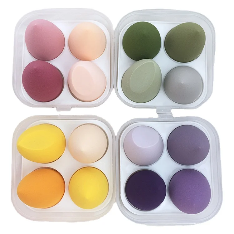 Custom Logo 4 pcs Makeup Sponge Packaging Box Soft Puff Powder Makeup Sponges cosmetics Make Up Egg Beauty Sponge Set