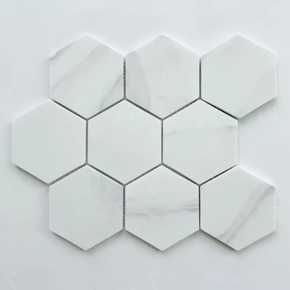 White Marble Mosaic Bathroom Marble Look Powder Recycled Glass Mosaic Tile Backsplash