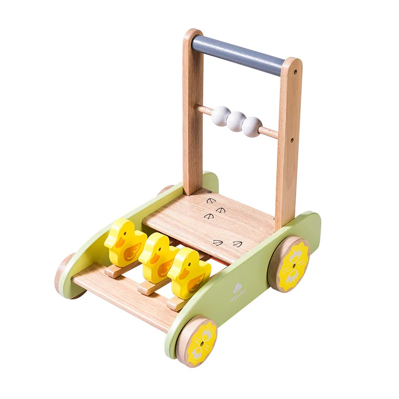 2024 New Wooden Shopping Trolley Toys Preschool Pretend Play Duck Shopping Cart Baby Walker Toys for Toddlers Kids Gifts