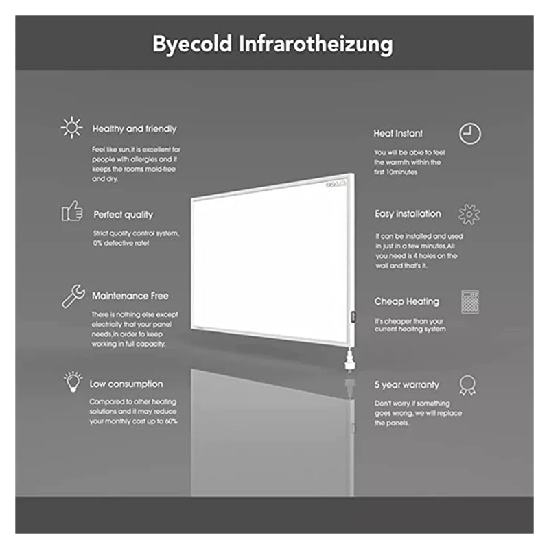 High quality 720W far infrared smart heater panel for bedroom/living room/bathroom carbon crystal heating panel