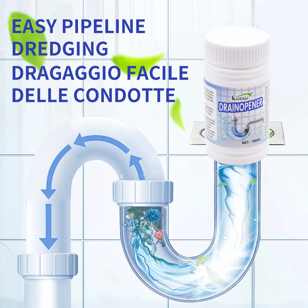 Powerful Kitchen & Bathroom Sink Drain Cleaner Strong Pipe Dredging Agent with Effective Powder