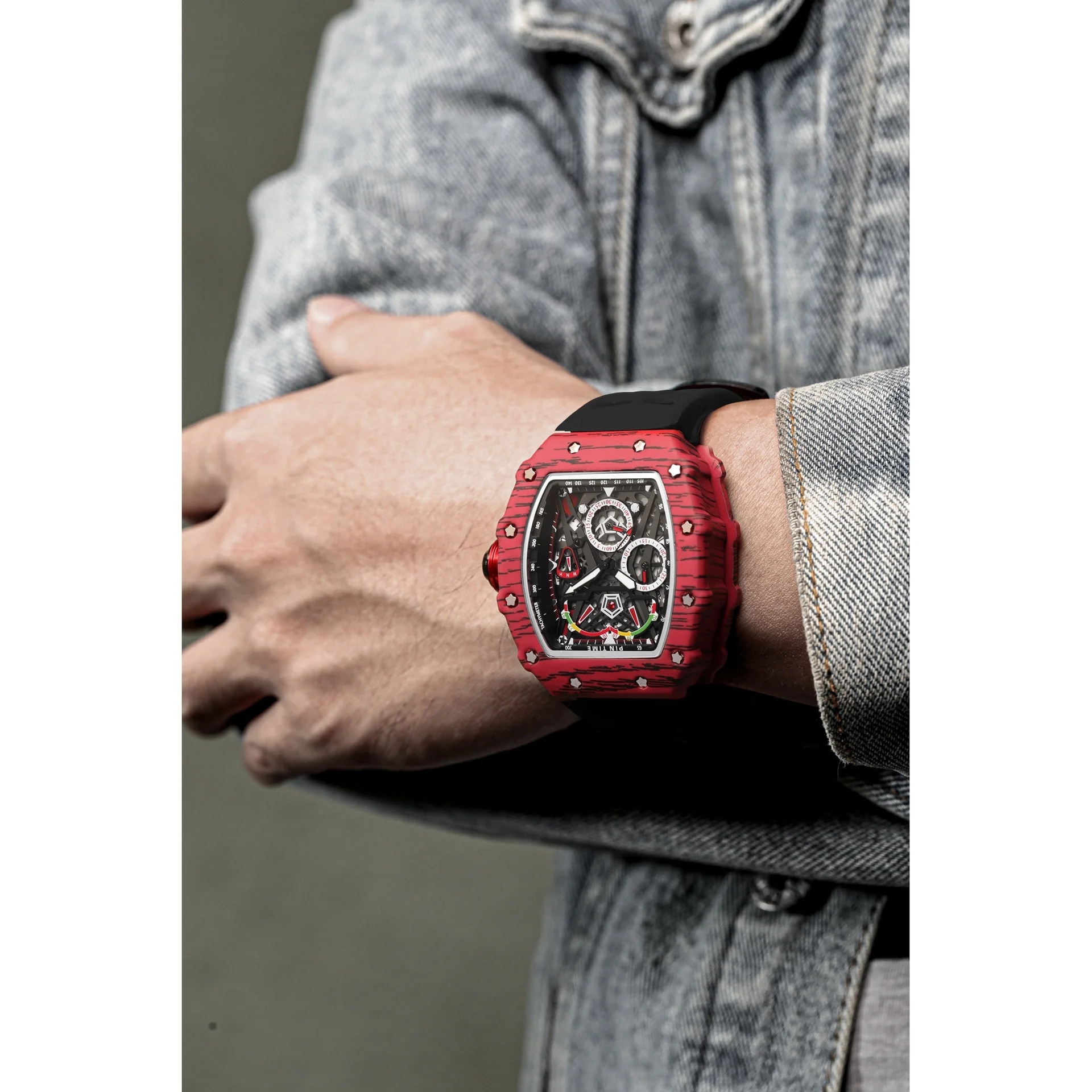 Celebrity matching Luxury Rm Tonneau Mens Style Watches Unique Chronograph Quartz Watches Men Wrist Montre Pour Homme