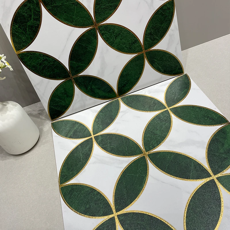 wholesale  brighton blue pattern porcelain floor tiles 3d textured deco tile shower small patterned black and white art de