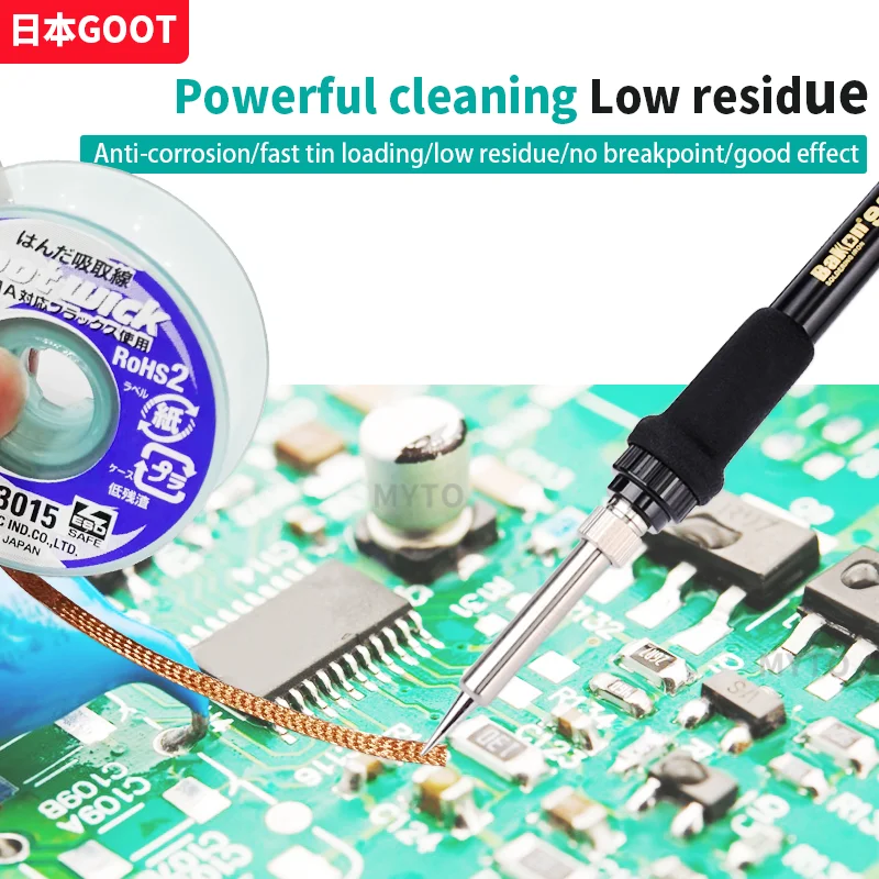 Myto GOOT Original Product CP-3015 Desoldering Wick with Braided Copper Wire for PCB Repair