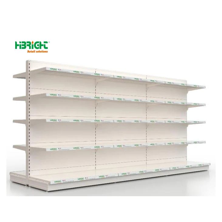 Australia Classic Style Commercial Store Display Rack White Heavy Duty Gondola Standard Double Side Supermarket Shelf for Sale
