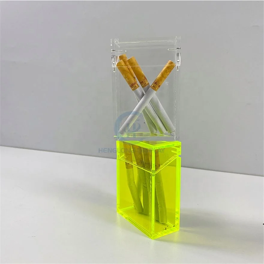 Creative Environment Friendly Easy Assembly Oem & Odm fluorescent Green Acrylic Cigarette Case Mini Tobacco Box