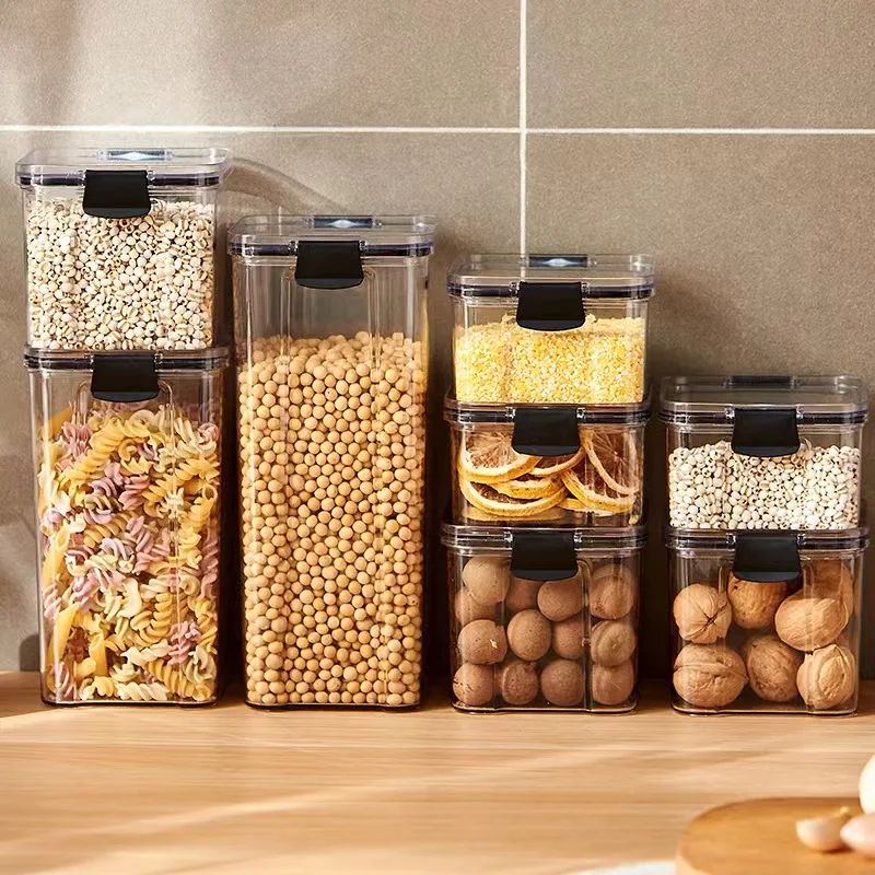 Food-grade coarse cereals plastic sealed cans transparent stackable refrigerator fresh-keeping storage box