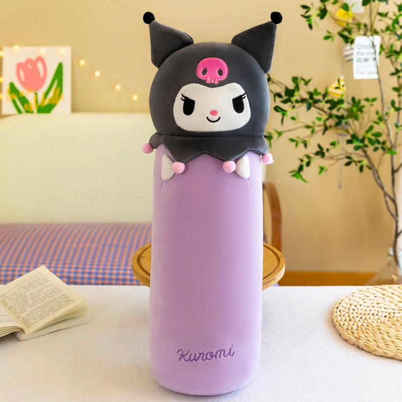 60CM Sanrioed Kawaii Soft Cotton Kuromi Plush Toy Long Pillow and Comfortable Cushion for Kids Home Use and Sleeping Gift