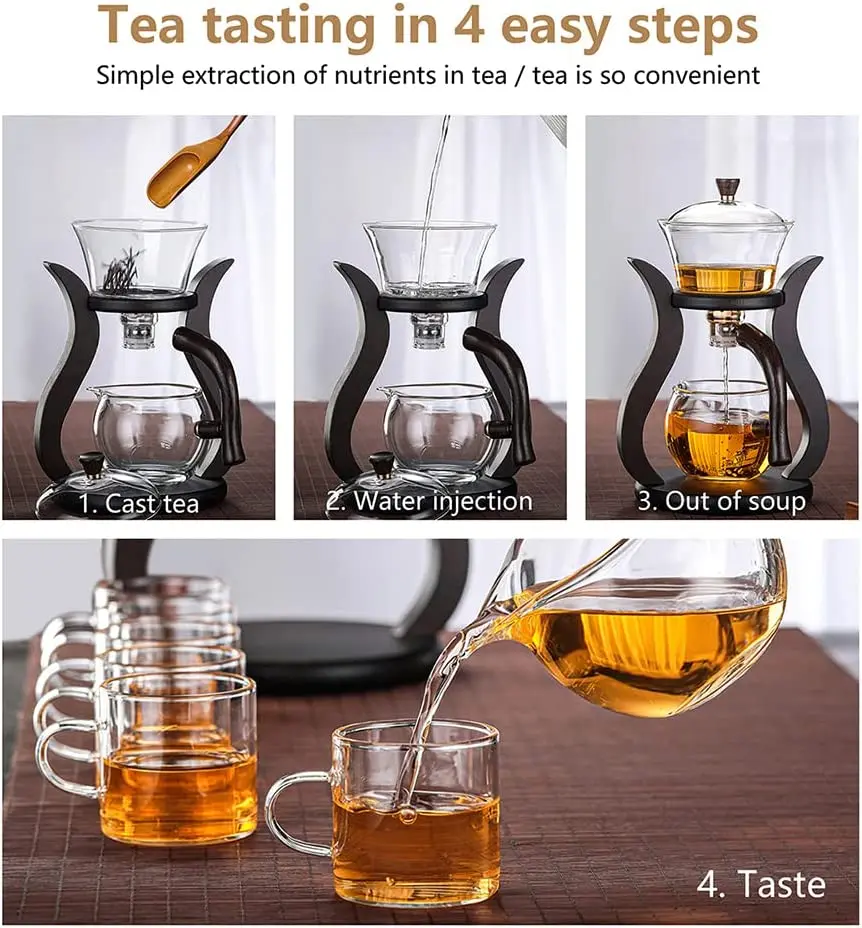 Wholesale Glass Teapot Set Automatic Lazy Tea Set With Magnetic Tea Infuser  Kungfu Heat-Resistant Teapot Set