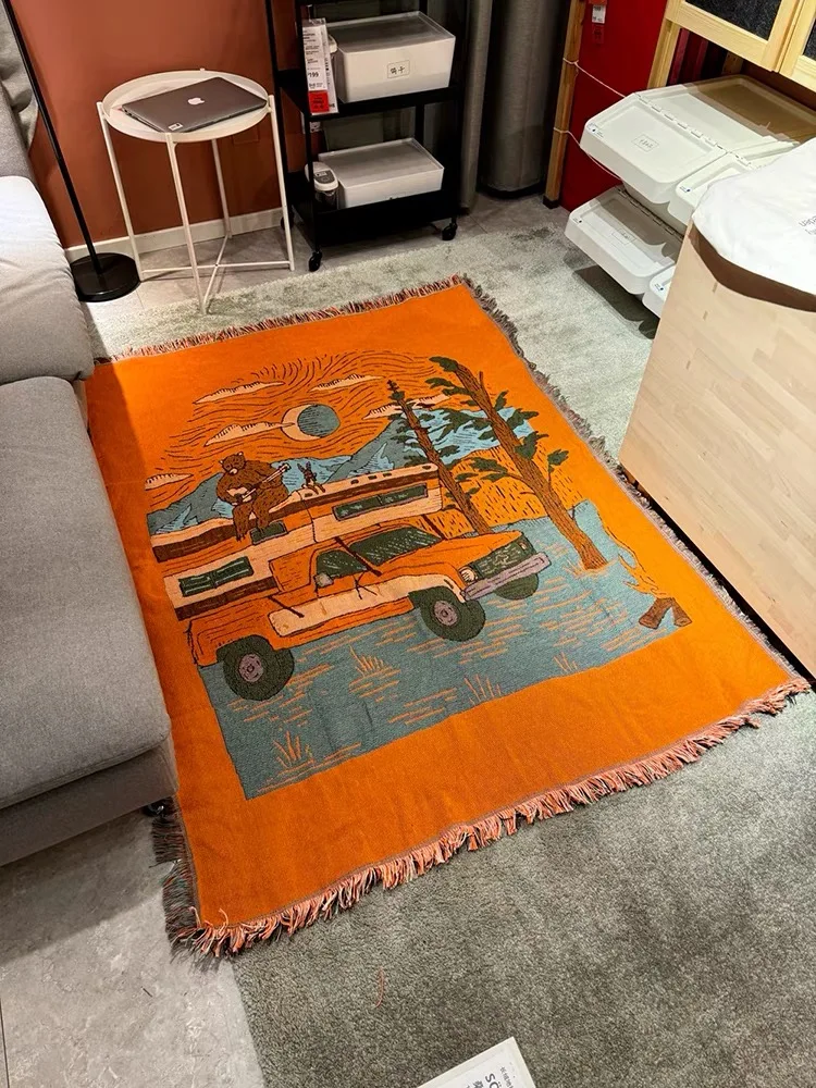 Custom Cotton Printed Jacquard Tapestry Picnic Blanket Woven Blanket Camping Blanket With Wholesale Hot Style