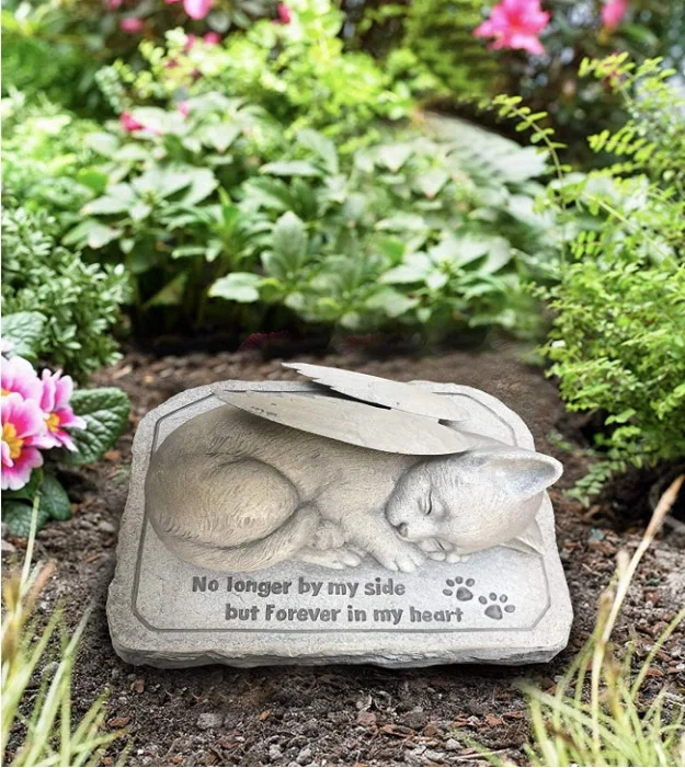 
Resin Cat Angel Memorial Stones For Garden Backyard Grave 