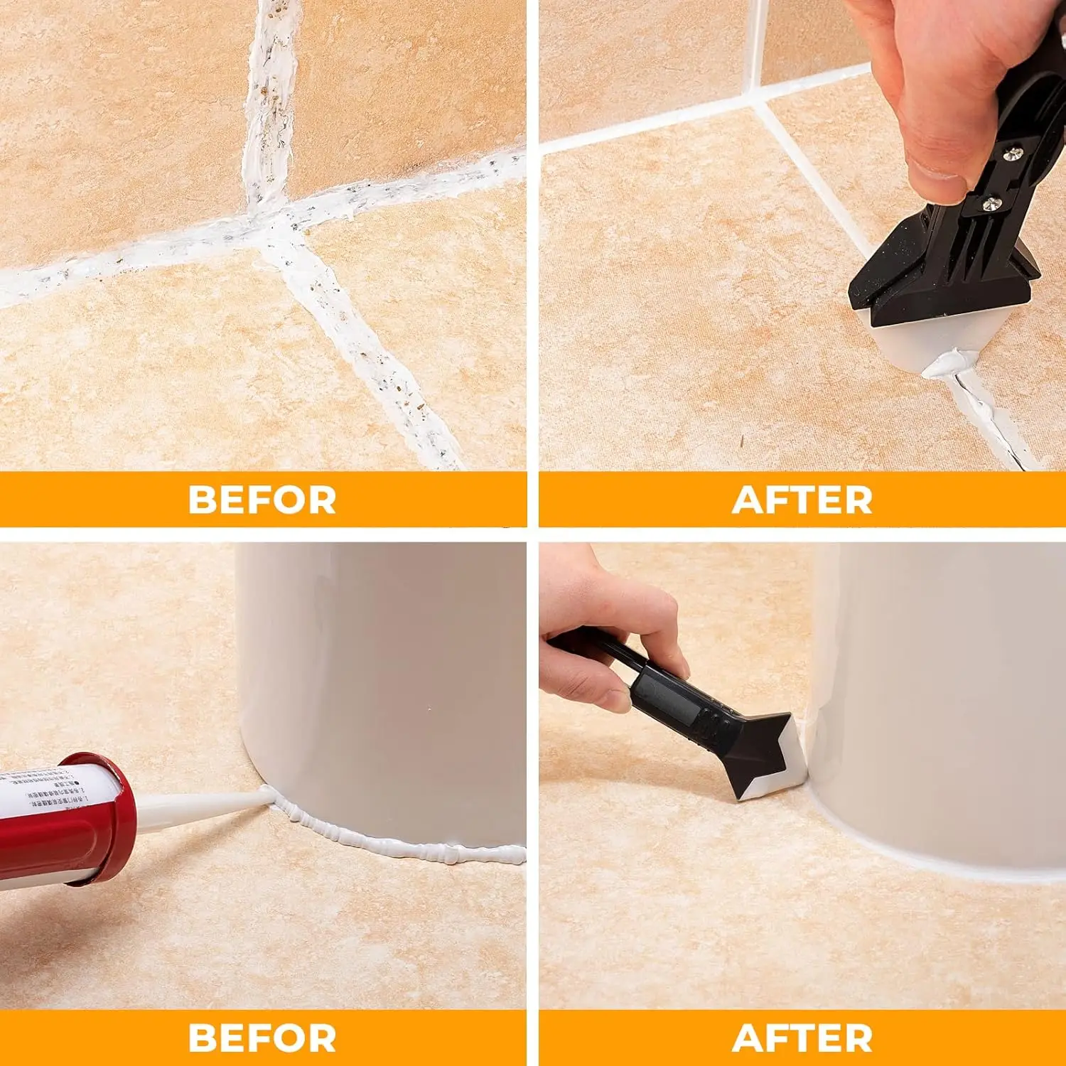 Peaktop  3 in 1 Sealant Finishing Tool  Silicone Caulking Tools