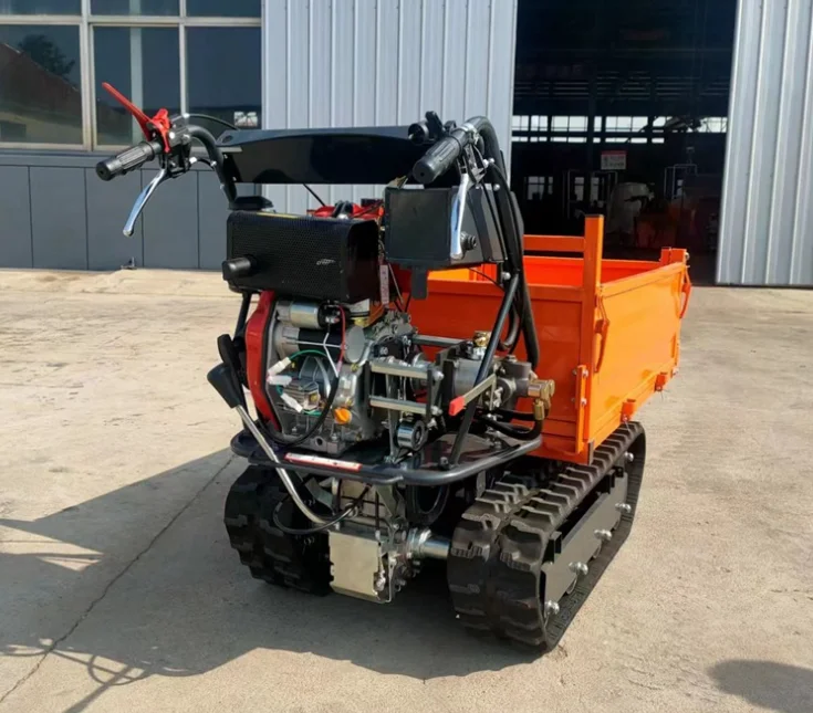 CE Approved 500kg Loading Capacity power mini wheelbarrow Customized Track crawler mini Dumper
