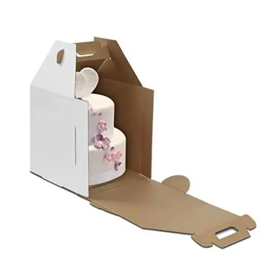 12 x 12 x 14 inch 3 tier 2 tier with handle paper carrier white tall wedding cake boxes