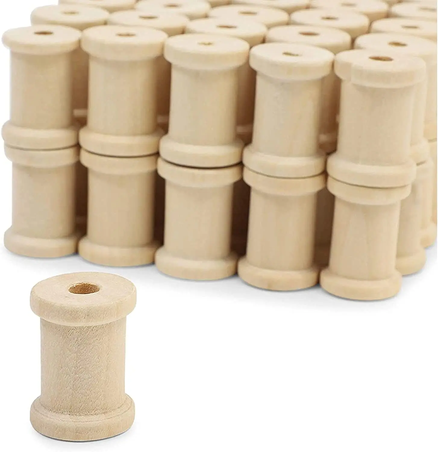 Tailai 0.75*1inch in Unfinished Weaving Bobbins Empty Thread Spool Wooden Craft Spools for Embroidery and Crafts and Sewing.
