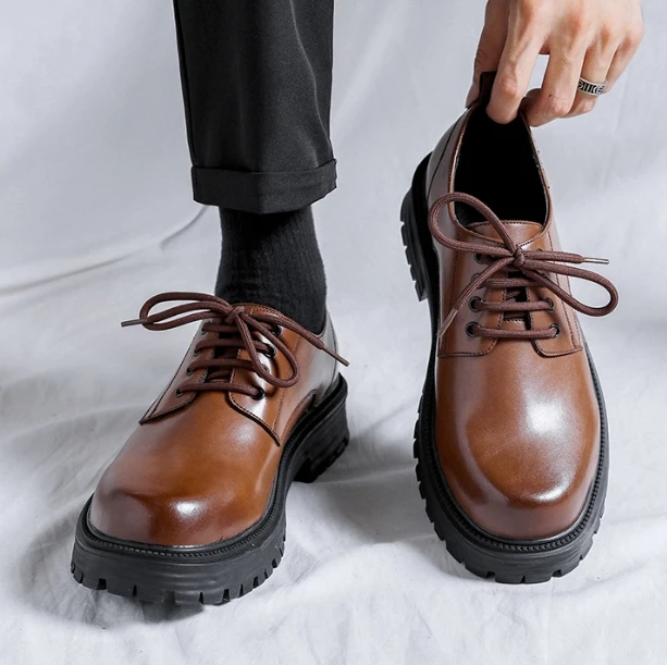 UP-5070r Classic Round Toe Thick Sole Men Shoes Elegant Official Leather Business Shoes for Man