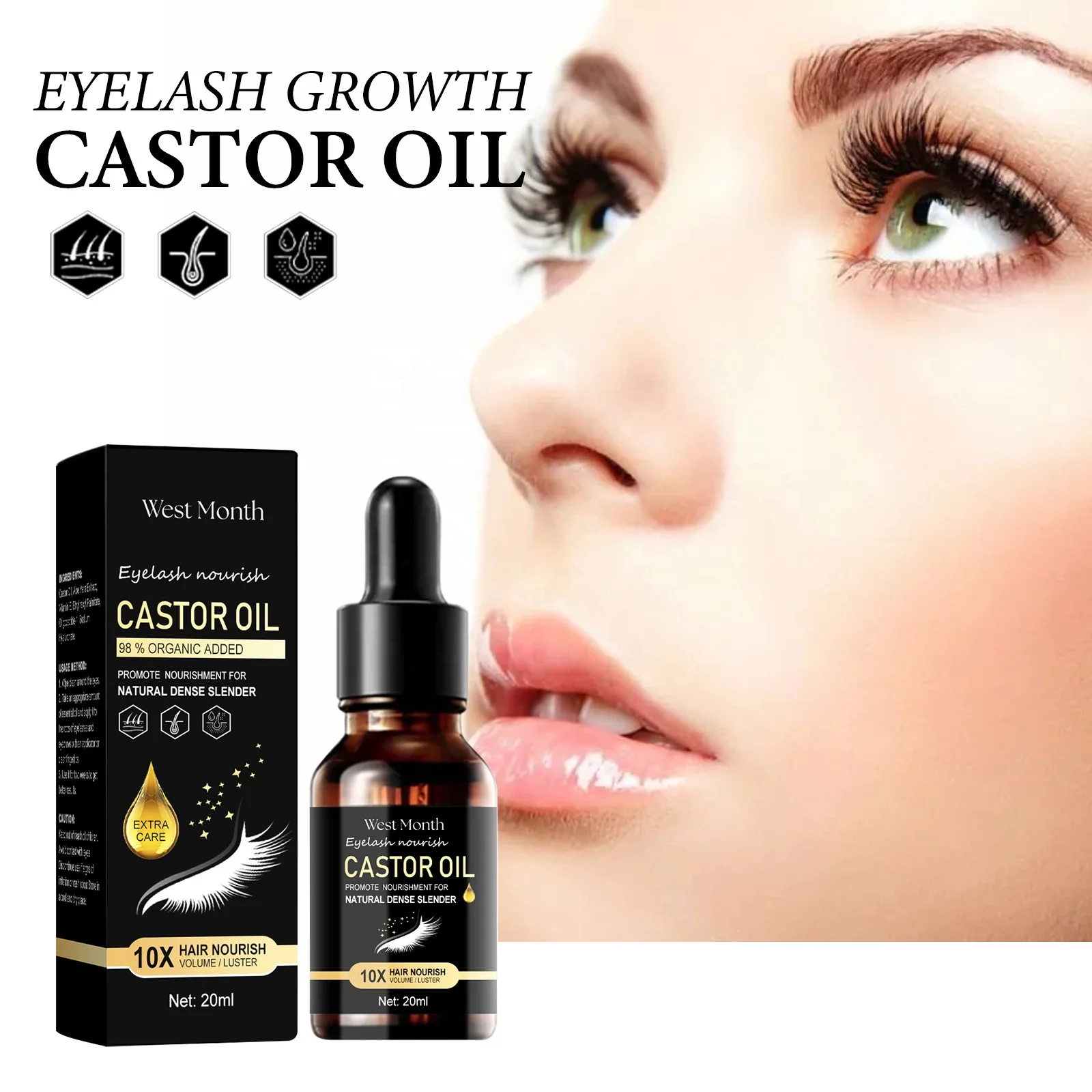 Wholesale Cosmetics Eyelash Extensions Fluid Castor Oil Eyelash Growth Serum Volume Mascara
