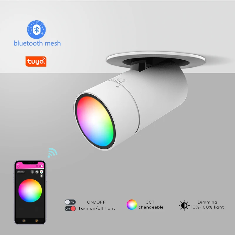  High Quality Modern 7w 12W 20W 30W Smart Wifi Dimmable Adjustable Trimless Ceiling Anti Glare Downlight LED Recessed Spotlight 7w 