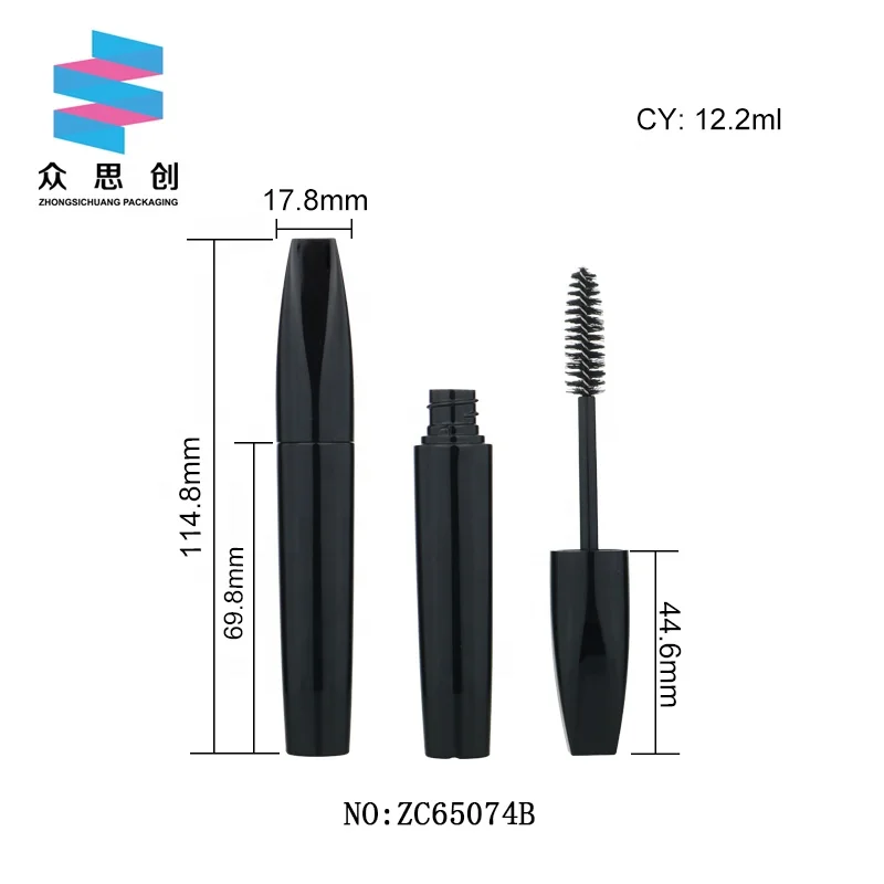 Chinese wholesale cosmetic plastic mascara packaging tube in slim round shape shiny pink color 9.9ml low moq