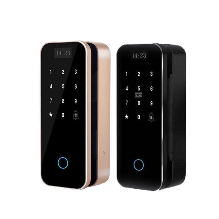 Aluminum door electronic office glass front card key door biometric lock