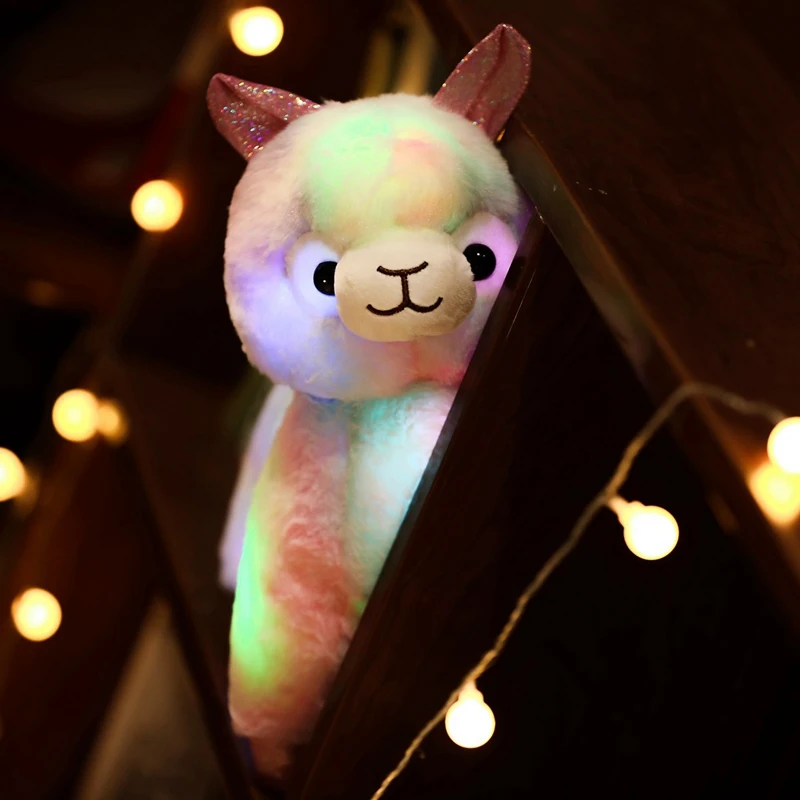 Light Up Giant Alpaca Plush Toy Stuffed Teddy LED Toys Wholesale Musical peluches Llama Animal Dolls peluche Teddy Children Gift