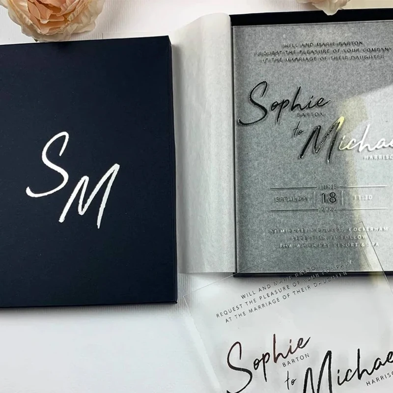 Luxury Paper Box Invitations Wedding Invitation Card High Quality Acrylic Custom Logo Wedding Invitations