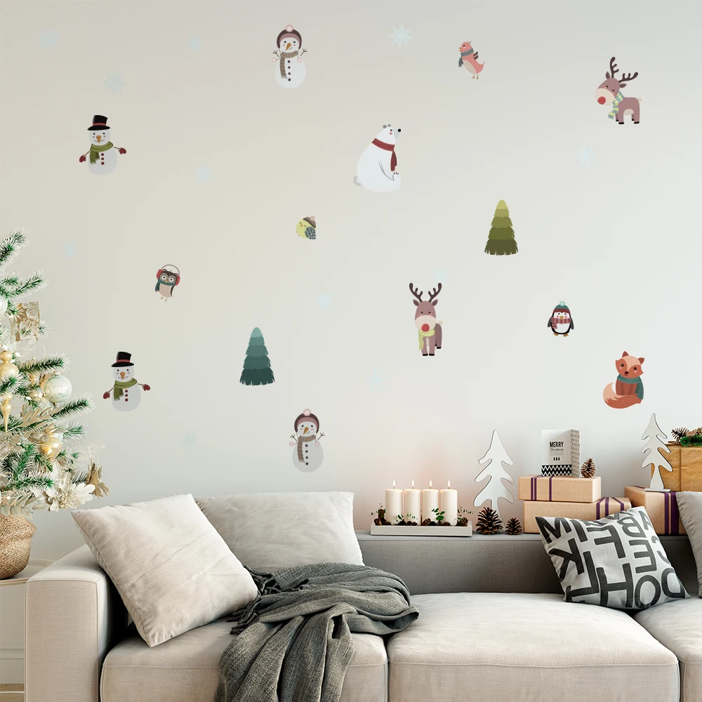 Funlife  PA130 Reindeer Stickers Eco-friendly PVC water proof decals Christmas Party Favors Supplies