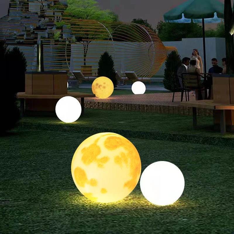 IP68 Waterproof Outdoor Luminous Courtyard Lawn Light Moon Landscape Lighting Ball Lawn Light for Park Garden Lawn Decoration