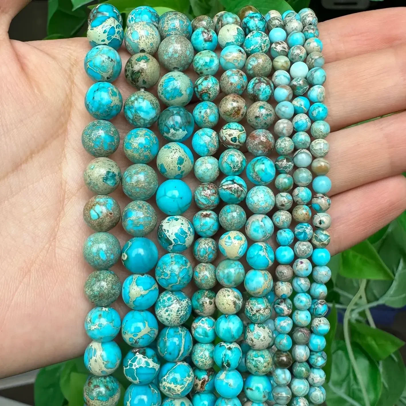 4/6/8mm Natural Lake Blue Imperial Jasper Beads Sediment Jaspers Turquoise Beads for Jewelry Making DIY Waist Chain Accessories