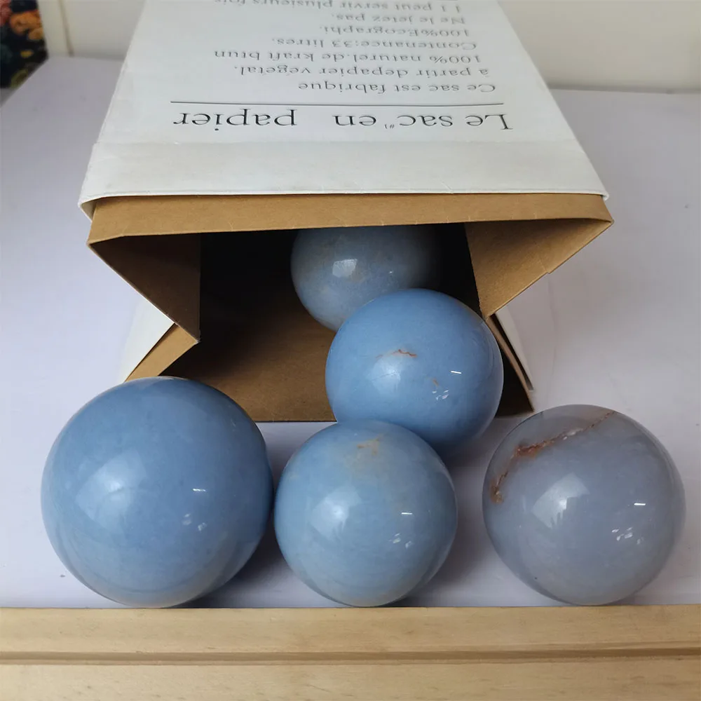 Meditation Hot Selling Product Crystal Palm Stone Polished Angelite Ball For Having Fun