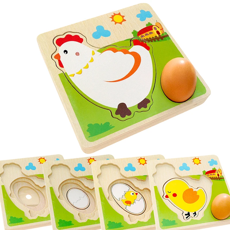 Kids Educational Toys Montessori Early Chick Hen Growing Egg Laying Process Puzzle Jigsaw Kindergarten Preschool Education