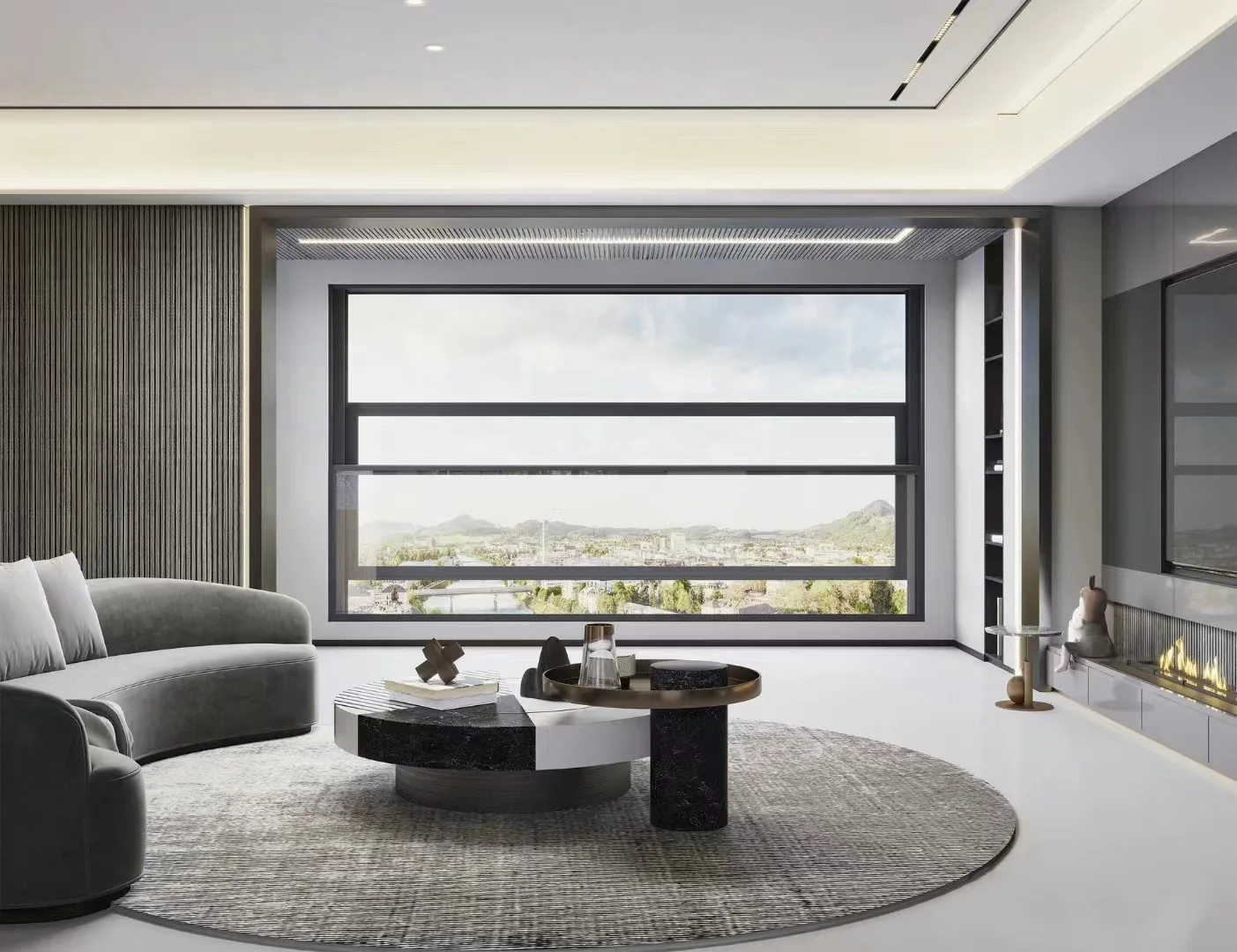 Electric Remote Control Sliding windows Aluminum Alloy Upper and Lower Lifting windows Double Glass Smart windows Automatic