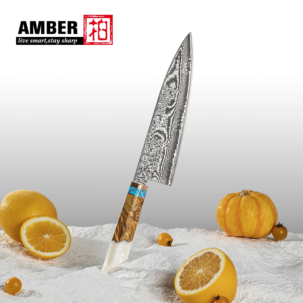 custom logo amber 67layers S35VN powder steel core damascus steel japanese knife japanese handmade knife japanese chef knives