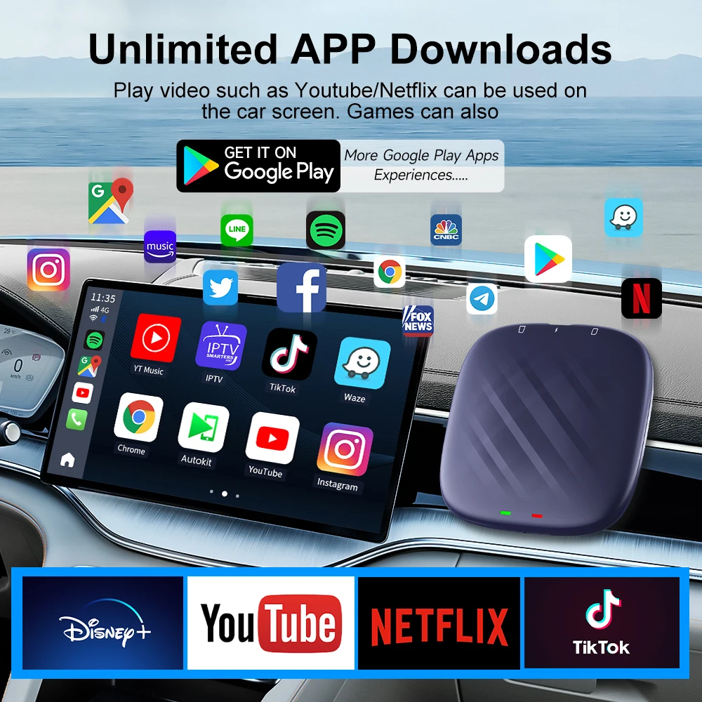 Universal Sans Fil Tbox Plus 4 64Gb Ai Tv Youtub Box Dongle Wireless Appl Stereo Car Android Box 13.0 Carlinkit Carplay