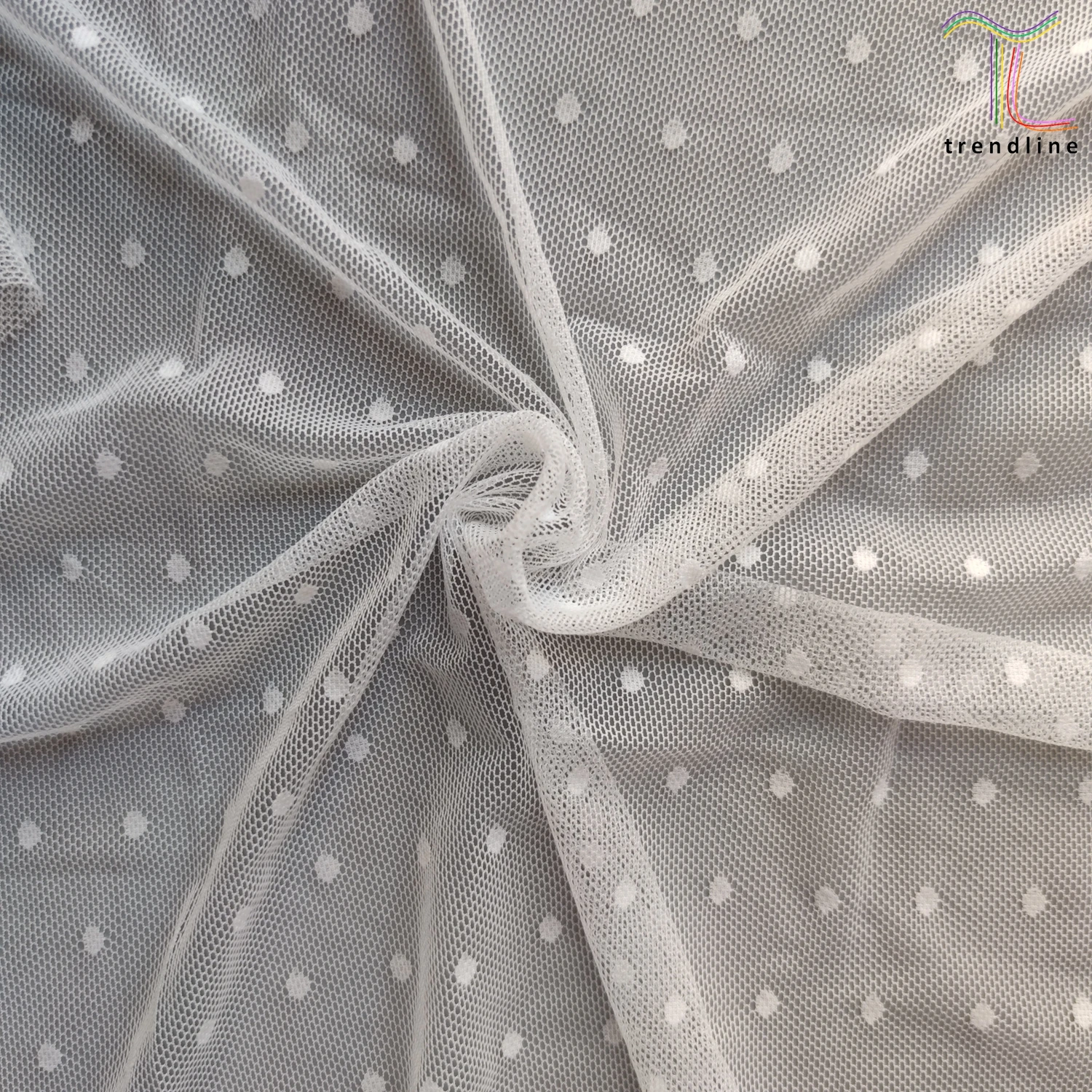 polka dots lace tulle fabric with two way stretch