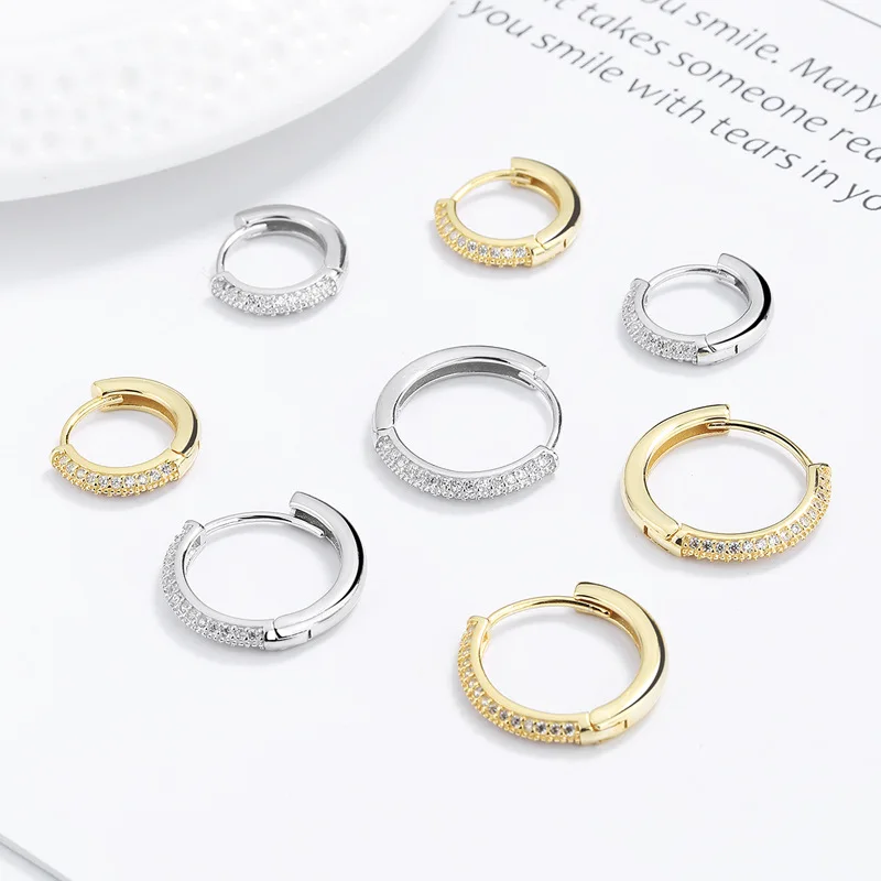 pendientes aro de circonia korean big stainless steel indian jewelry  jewellery 18k gold plated hoops zircon earrings