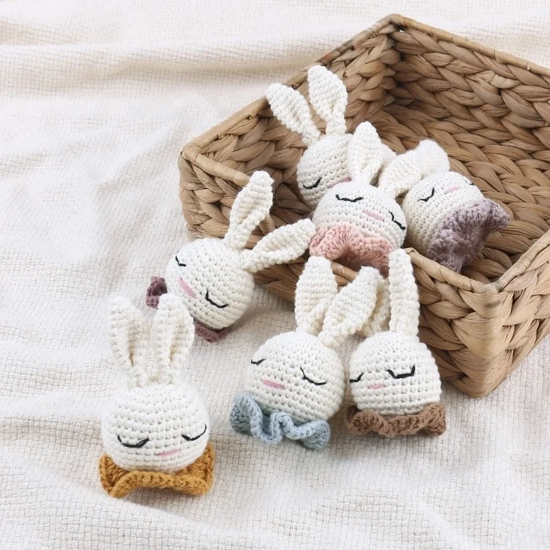 Adorable Animal Crochet Popular Baby Accessories Handwoven Bunny Toddler Crochet Knitted Teeth Toy