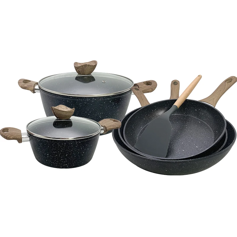 aluminum non stick cookware set granite soup pot and pan set kitchenware no stick casserole pot set