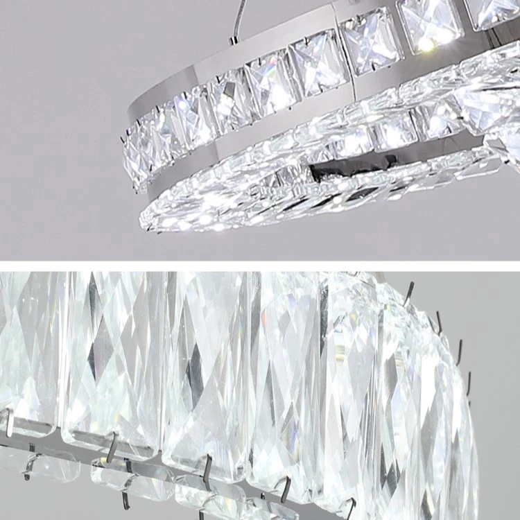 Wholesale Pendant Light Rectangle Round Crystal Lamps Fixture New Design Led Modern Luxury K9 Crystal Chandelier