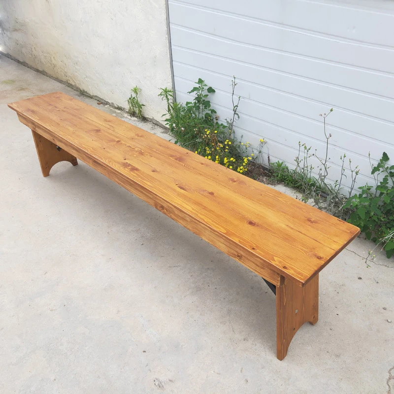 Wholesale white pine solid wood folding bench chair retro portable simple table folding bench