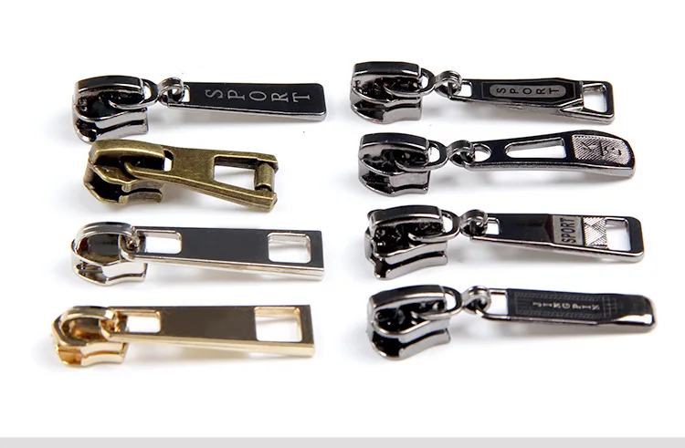 Multiple Styles Zipper Pull Tabs Wholesale Zipper Slider 3 5 8 Custom Logo Zip Puller Custom Logo Metal Slider Zipper Puller