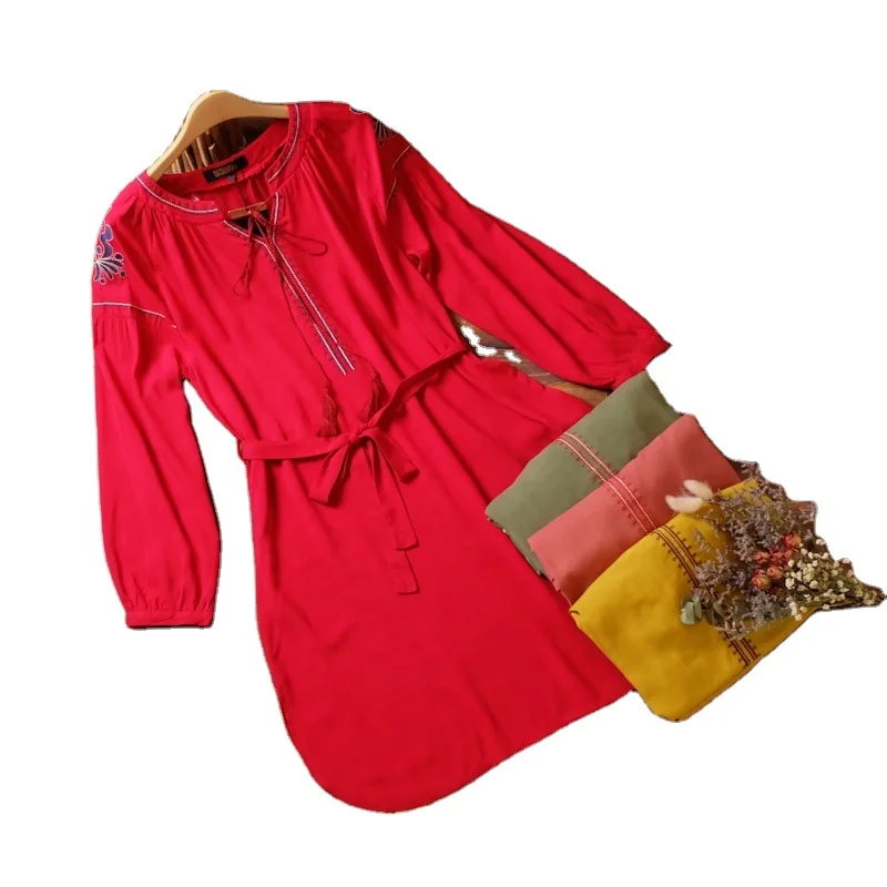 
High Quality Factory Price Stitching Embroidered Blouse Boho Style 