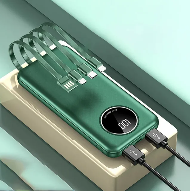 High capacity Led Digital Display 10000mAh Power Bank Cell Phone Charger Portable Built in 4 wire Cable 20000mah Power Bank