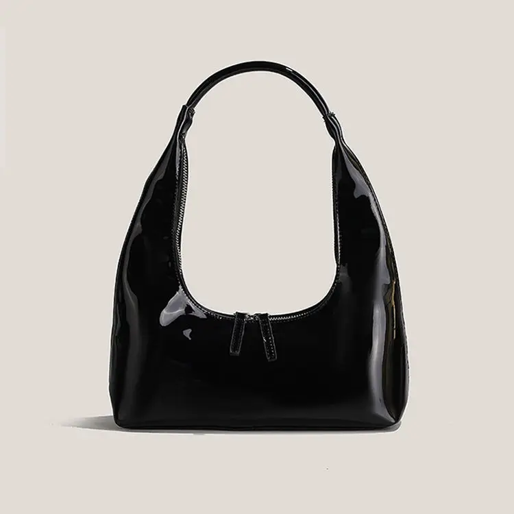 Luxury Trendy Design Vintage Patent Leather One-shoulder Underarm Bag Suppliers Wholesale Custom Women Creative Handbag