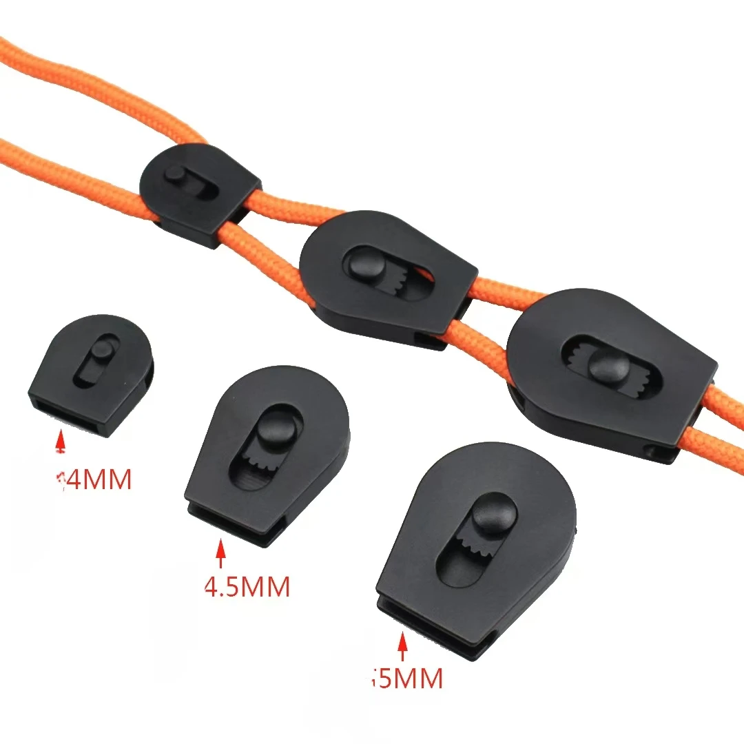 Plastic Wheeled Cord Lock sliding Clamp Toggle Stopper for Paracord spring oval 2 hole pulley adjustable universal shoe buckle